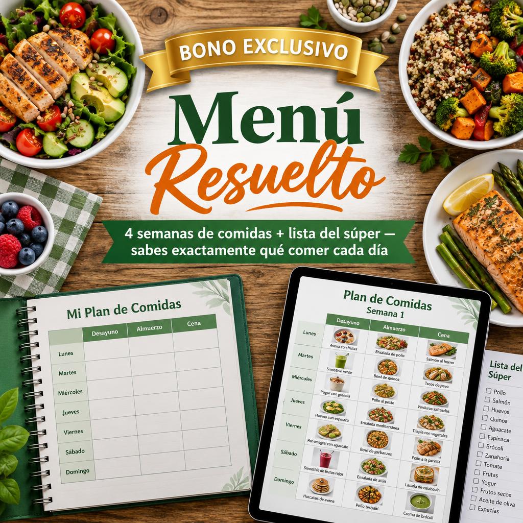 Menú Resuelto: 4 semanas de comidas + lista del súper